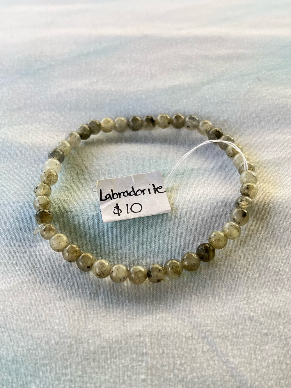 Handmade Labradorite Beaded Stretch Bracelet — Natural Stone